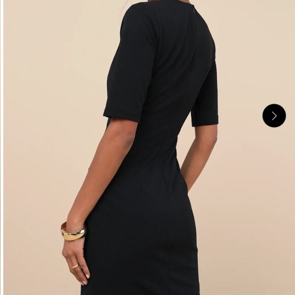 BRAND NEW Lulus  HOLIDAY Westwood Black Half Sleeve Sheath Dress - Picture 2 of 5